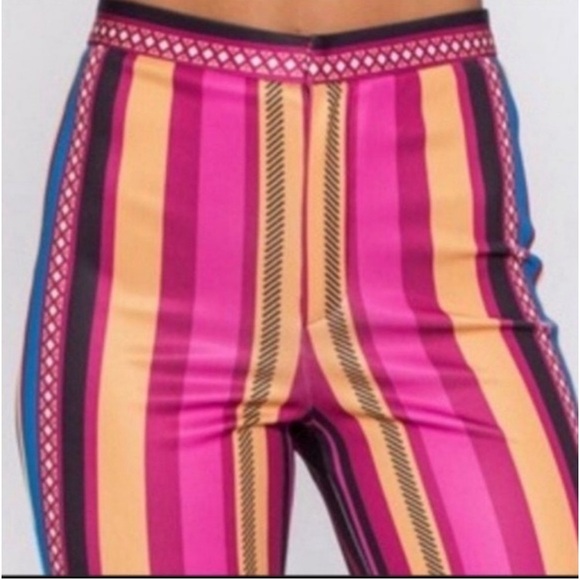 Women’s 70’s NWT Jealous Tomato Striped Wide Leg Multi Colored Pants - Picture 17 of 17